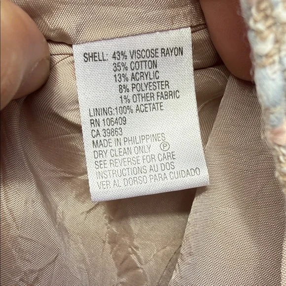 Tahari Light Pink and Green Tweed Blazer - Picture 8 of 14